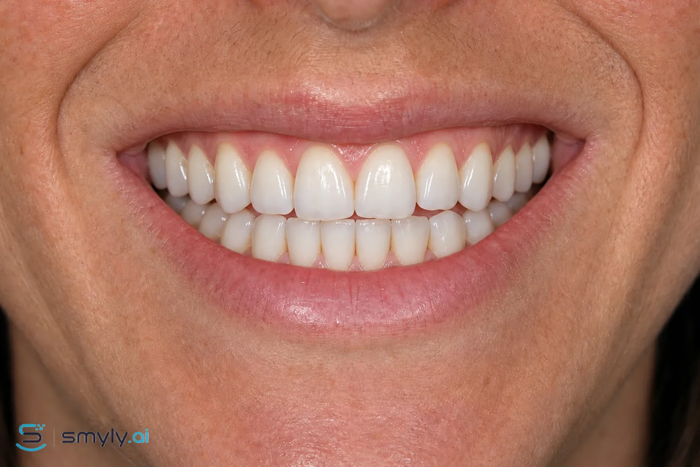 After: Smyly simulation of a full smile makeover on the same smile
