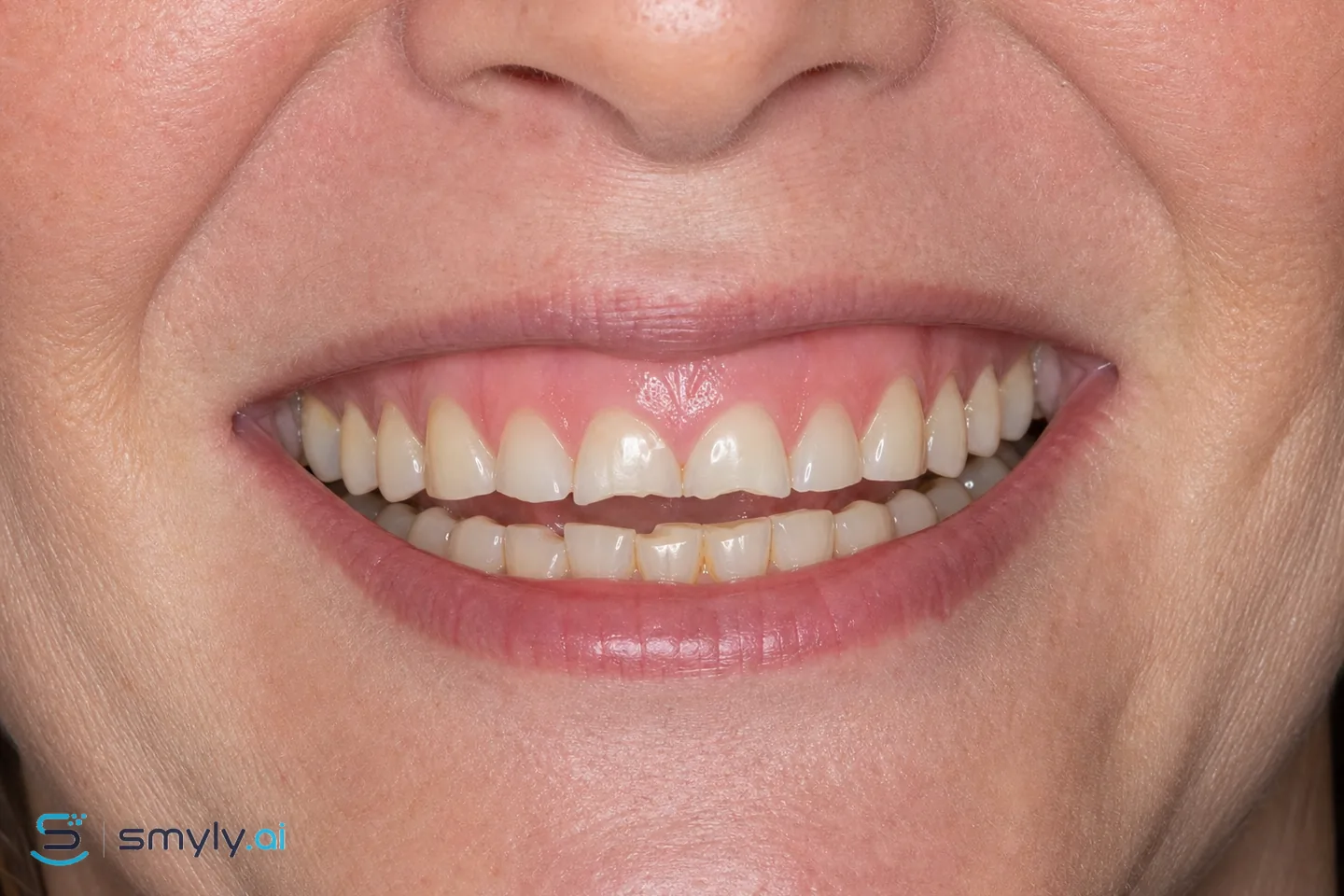 Before: sample smile before worn edge restoration